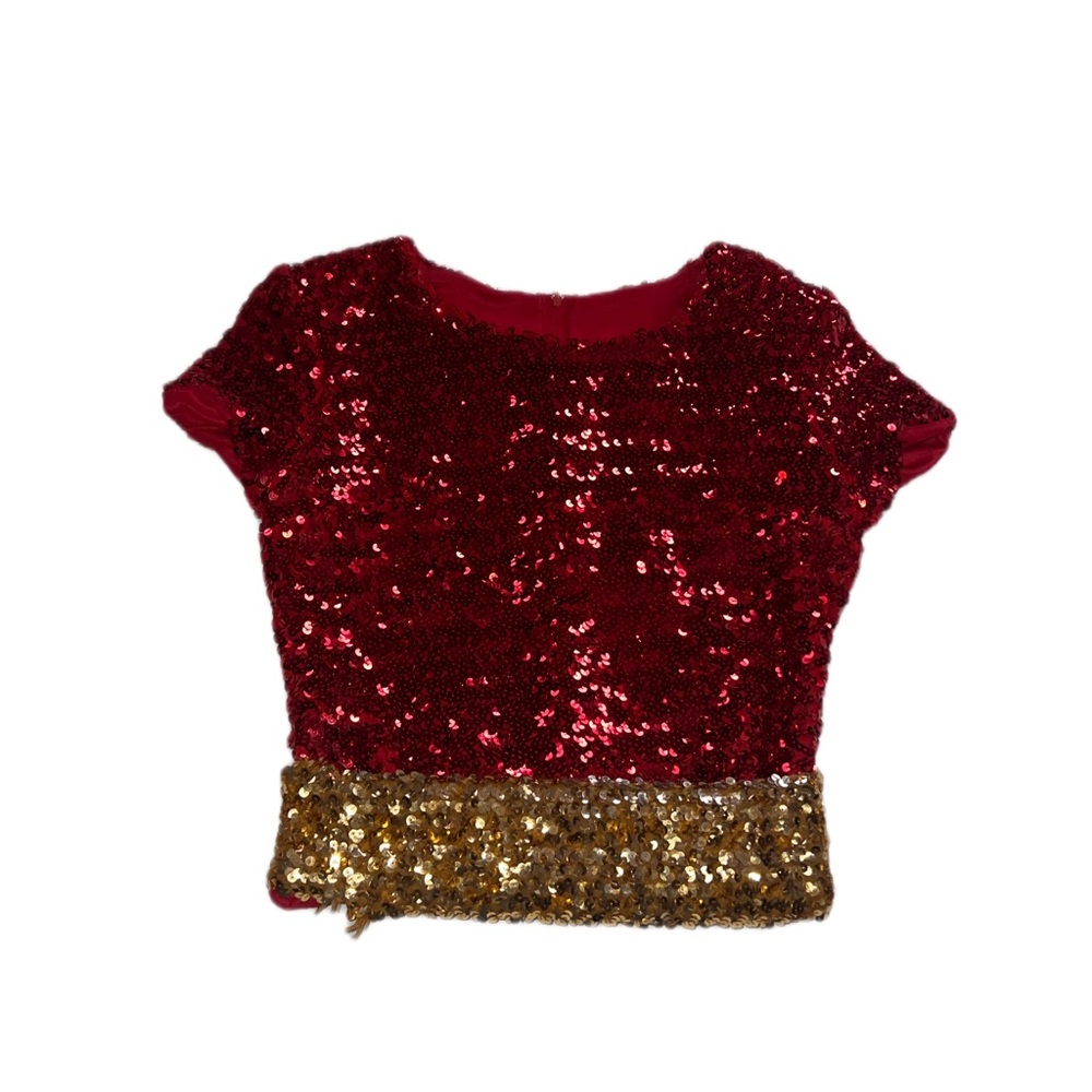 Sequined Red Top w/ Gold Sequin Cumber-Bun Concert Festival Attire Circa 1998